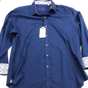 Robert Graham Men’s Dress Shirt Windsor Navy NWT